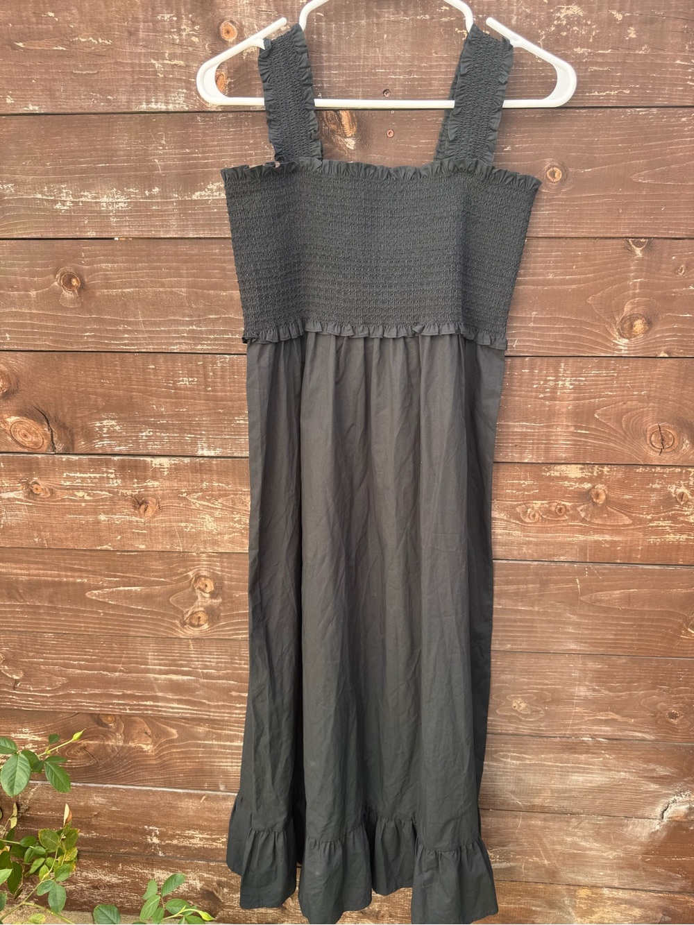 Rails Rumi Smocked Black Midi Dress Size Large